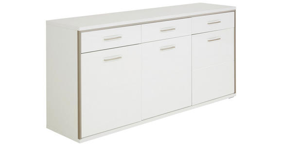 SIDEBOARD in 184/89/45 cm - Edelstahlfarben/Weiß, Design, Holzwerkstoff/Metall (184/89/45cm) - Xora