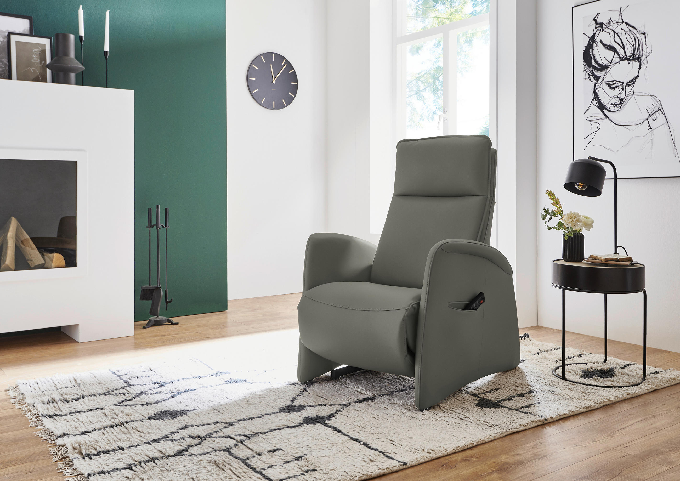 FERNSEHSESSEL in Grau  - Schwarz/Grau, Design, Leder/Kunststoff (79/114/87-176cm) - Valdera