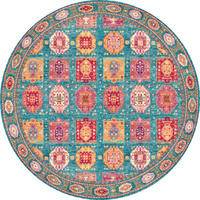 VINTAGE-TEPPICH 200 cm Cortea Zylar Hellblau, Dunkelrosa, Elfenbein rund  - Elfenbein/Dunkelrosa, LIFESTYLE, Kunststoff/Textil (200cm) - Lindorug