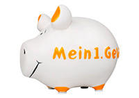 SPARDOSE - Orange/Weiß, Basics, Keramik (12,5/9/9cm)