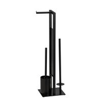WENKO WC-KEFE GARNITÚRA fém, Üveg  - fekete, Basics, műanyag/Üveg (18/70/23cm) - Wenko