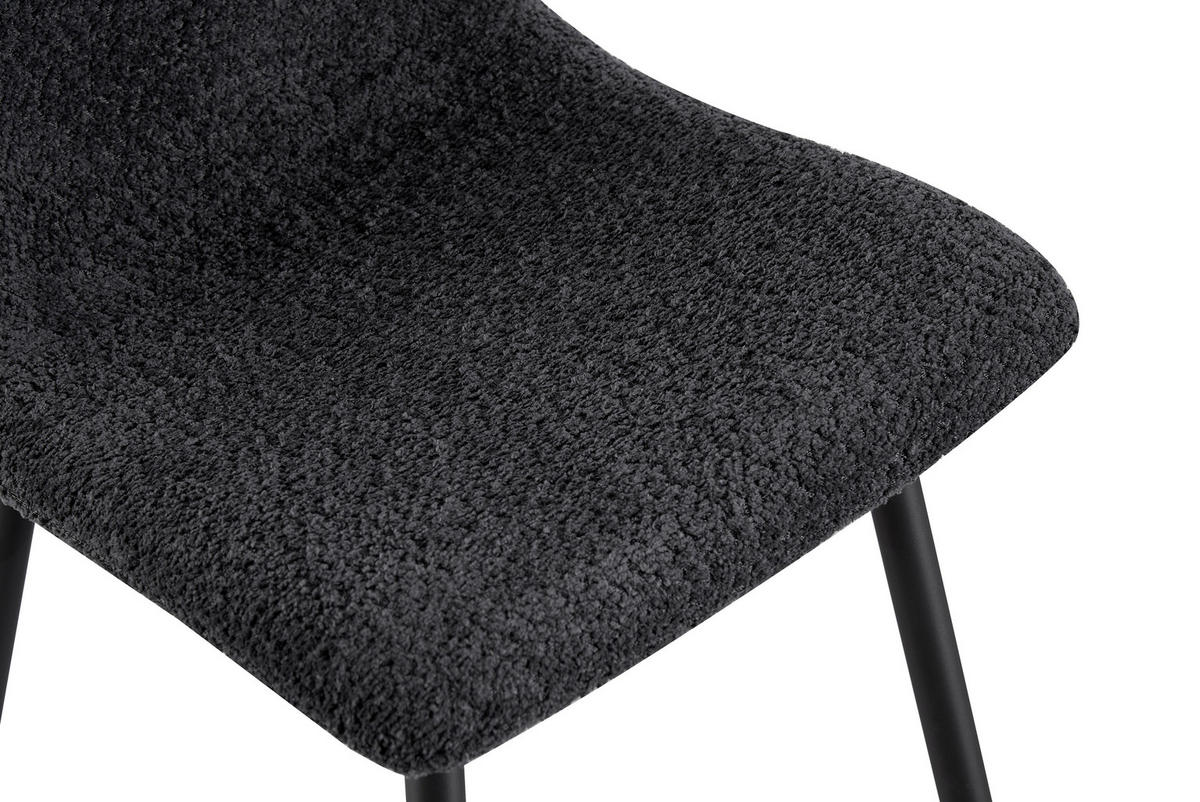 STUHL  in Eisen Bouclé Holz, Metall, Textil  - Schwarz/Grau, MODERN, Holz/Textil (43/86/54,5cm) - MID.YOU