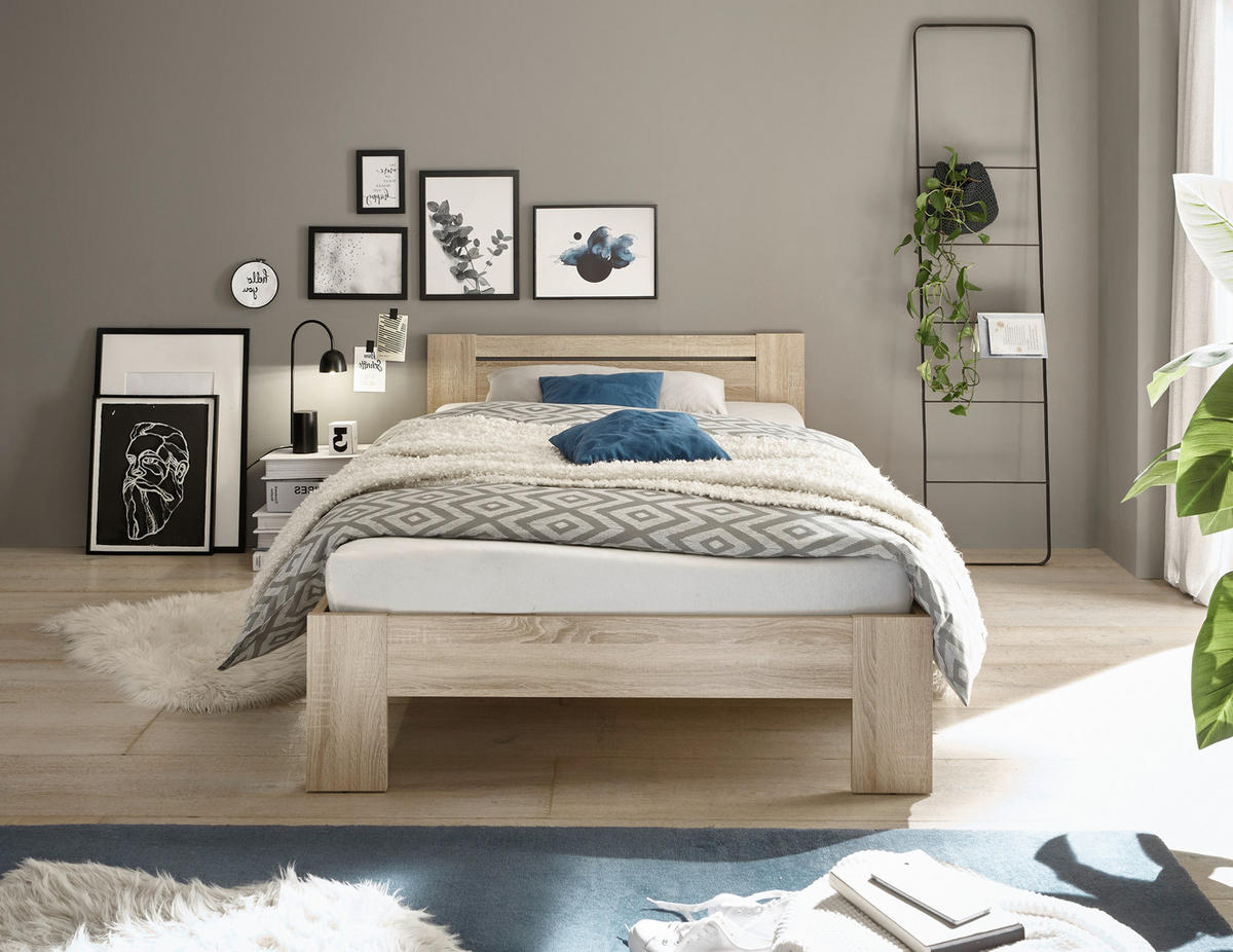 BETT 120/200 cm  in Sonoma Eiche  - Sonoma Eiche, KONVENTIONELL (120/200cm) - Boxxx