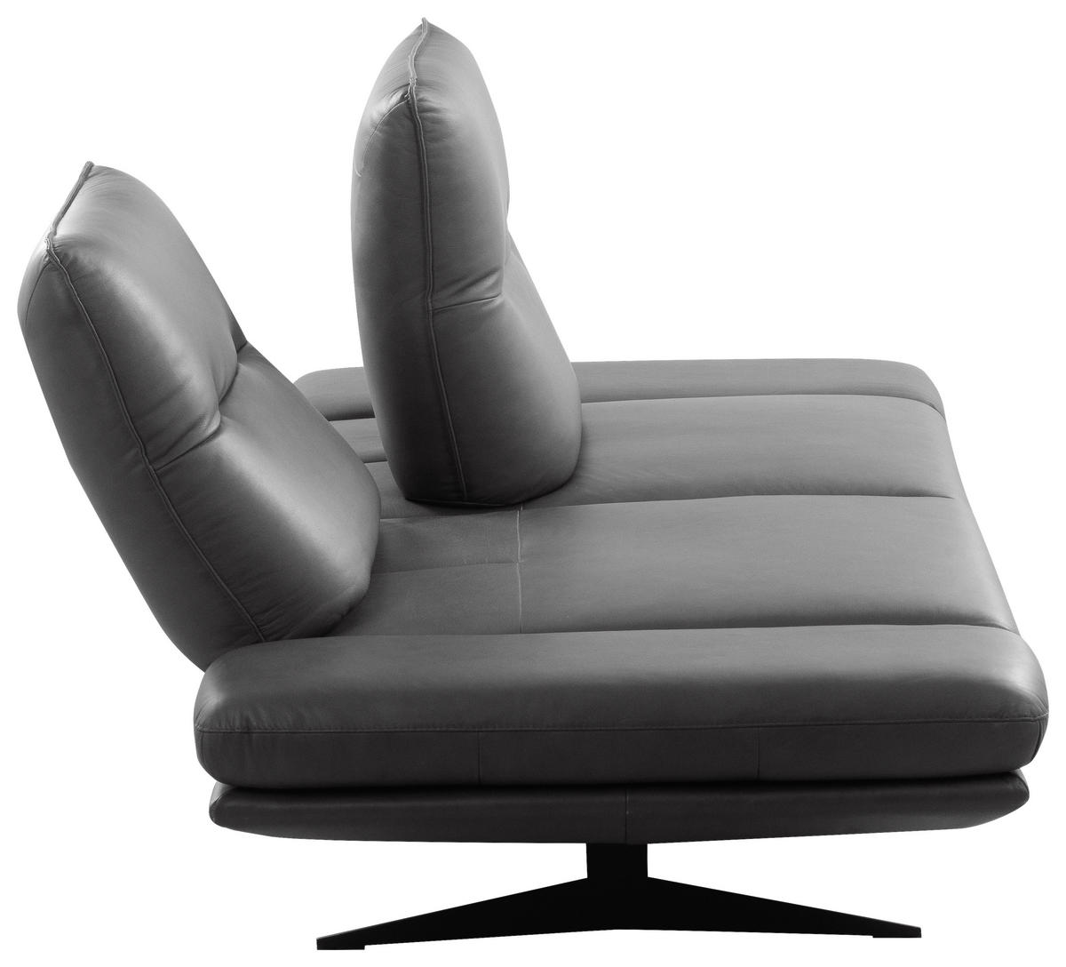 2,5-SITZER Echtleder Dunkelgrau  - Dunkelgrau/Schwarz, Design, Leder/Metall (218/95/107cm) - Celina Home