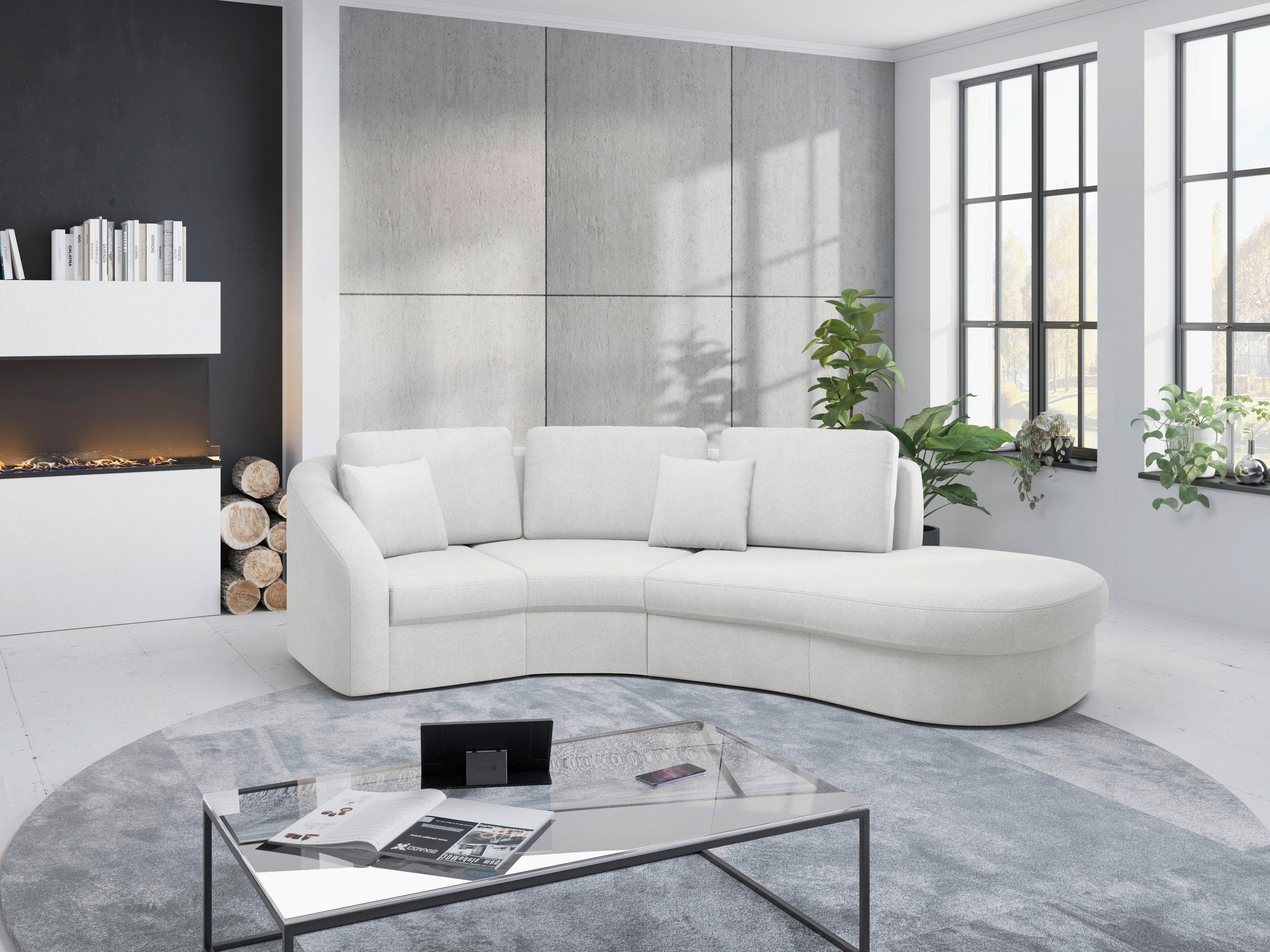 ECKSOFA in Mikrofaser Weiß  266/230 cm  - Schwarz/Weiß, MODERN, Kunststoff/Textil (266/230cm) - Sit & More