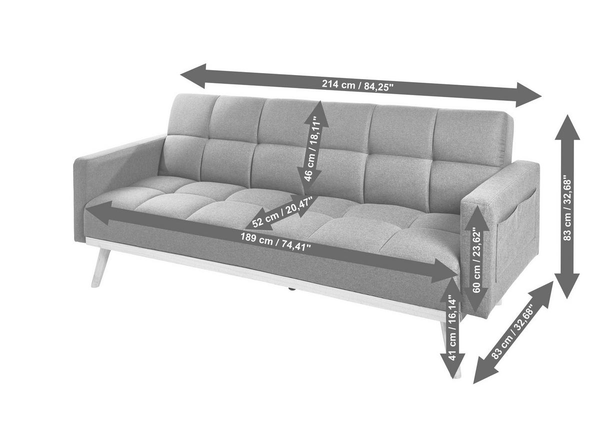 SCHLAFSOFA Webstoff Grau  - Eichefarben/Grau, MODERN, Holz/Textil (213/83/83cm) - Livetastic