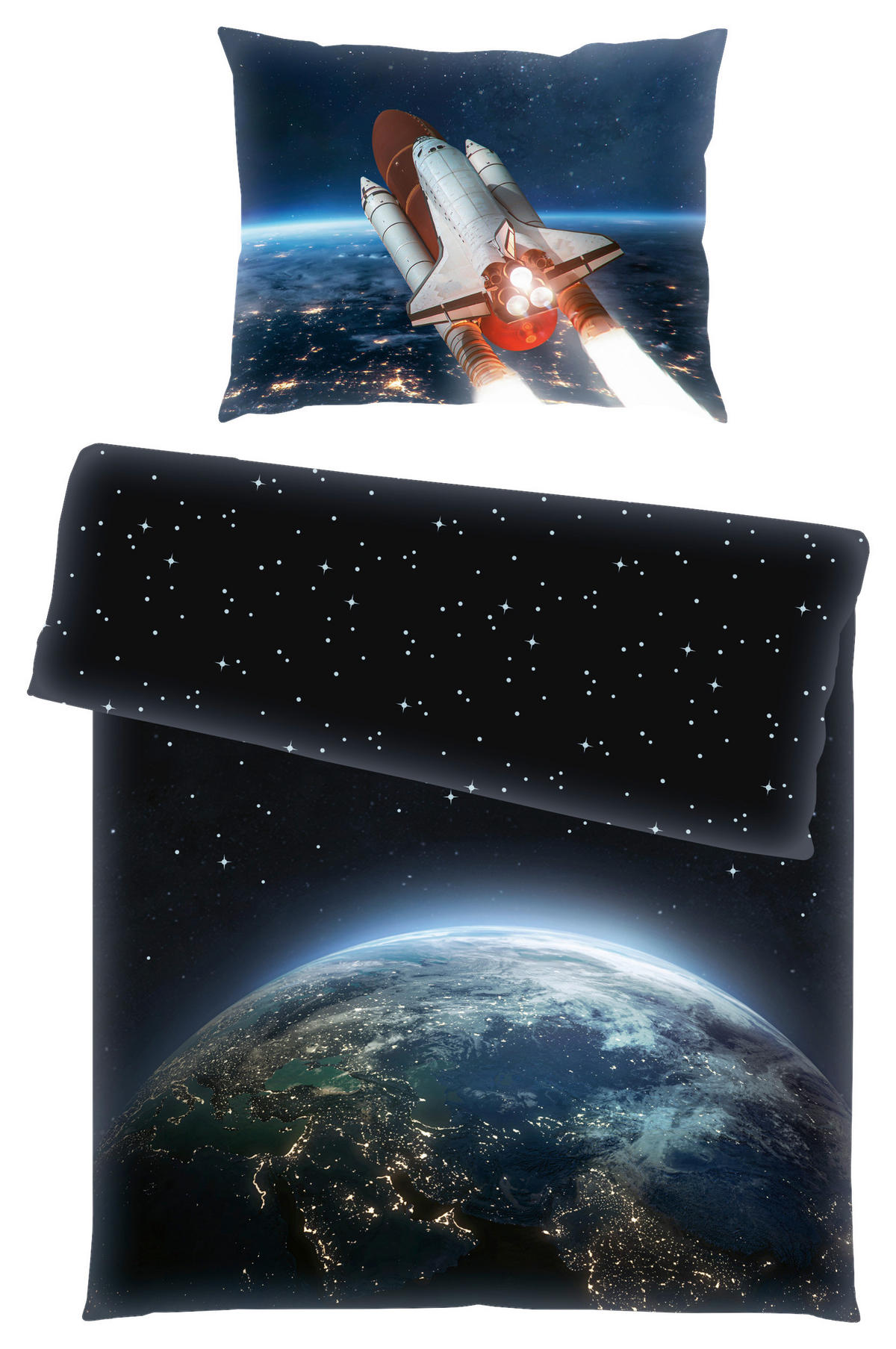 DETSKÉ OBLIEČKY NASA 140/200 cm  - modrá/čierna, Konventionell, textil (140/200cm)
