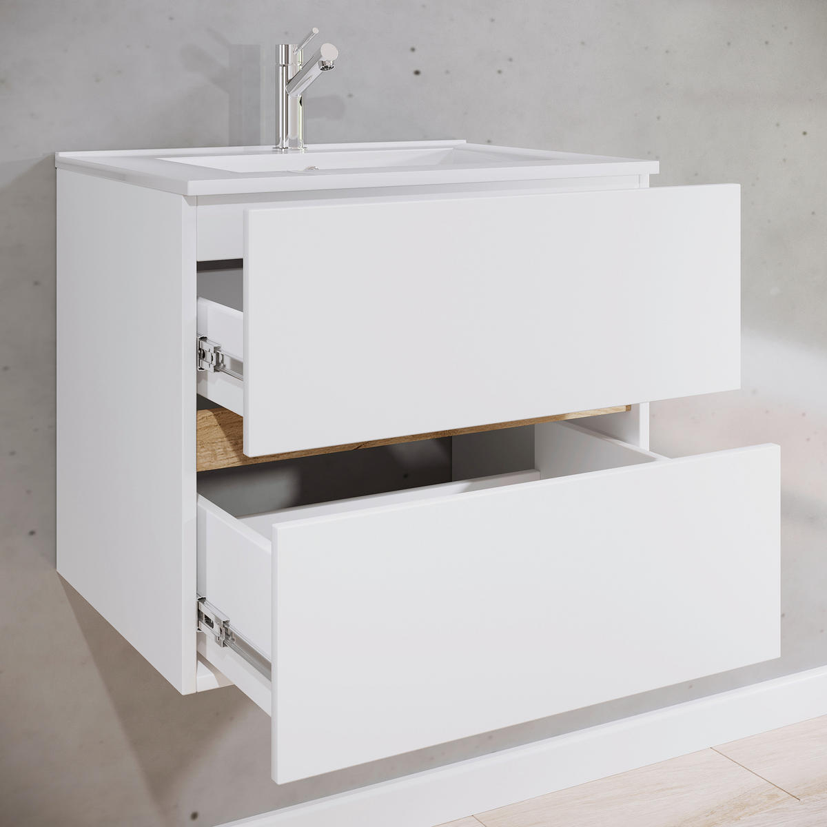 BADEZIMMER 2-teilig  in  - Honigeiche/Weiß, Trend, Keramik/Holzwerkstoff (61/51/47cm) - MID.YOU