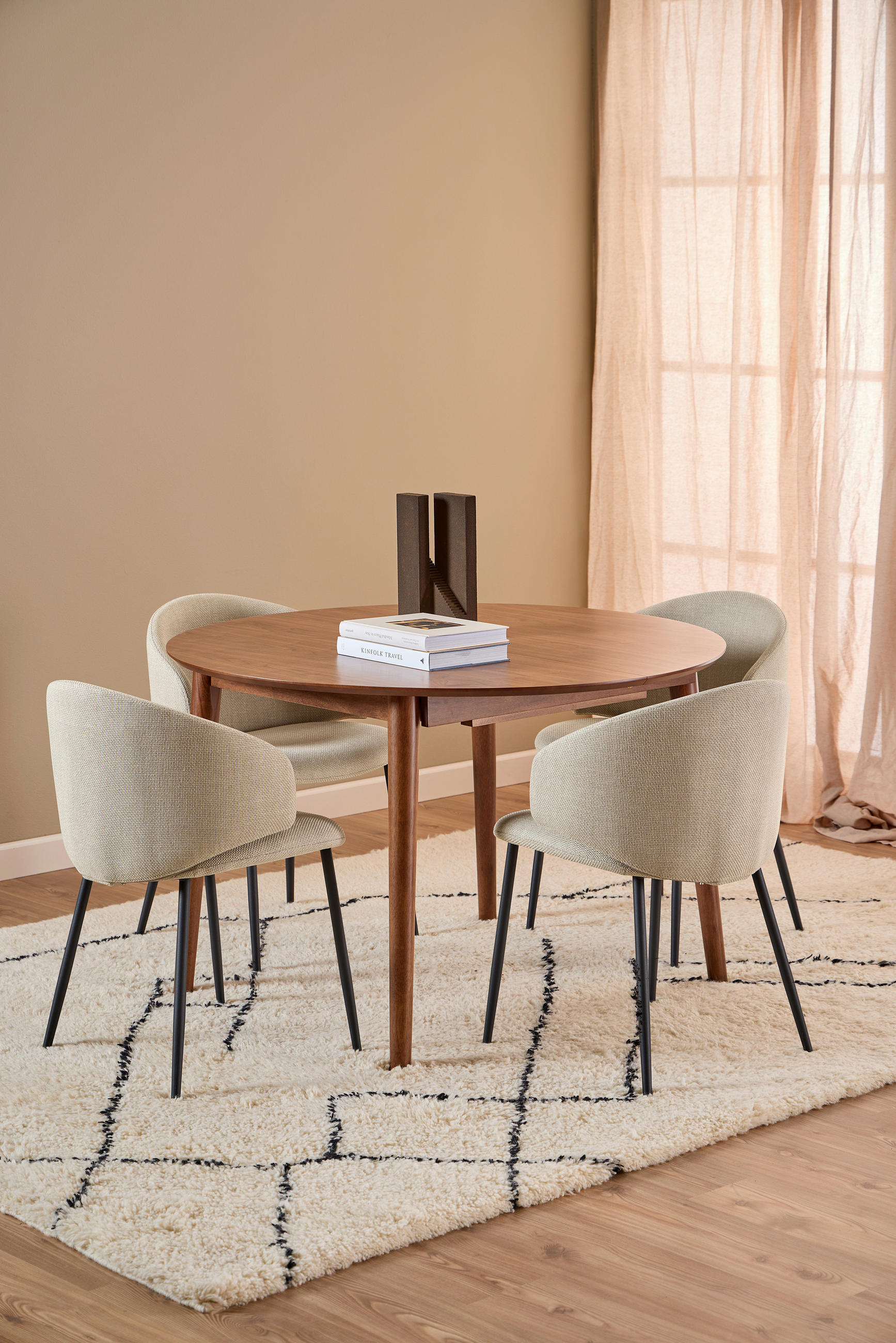 AUSZIEHTISCH Walnussfarben rund  ausziehbar  - Walnussfarben, Basics, Holz (154/75/115cm) - MID.YOU