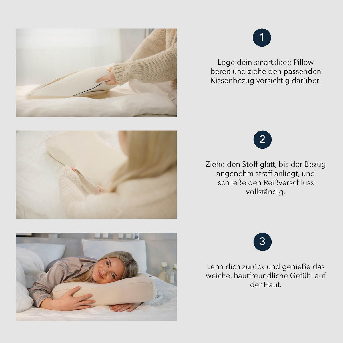 NACKENKISSENBEZUG RECOVERY  - Hellrosa, Basics, Textil (50/11,5/32cm) - Smartsleep