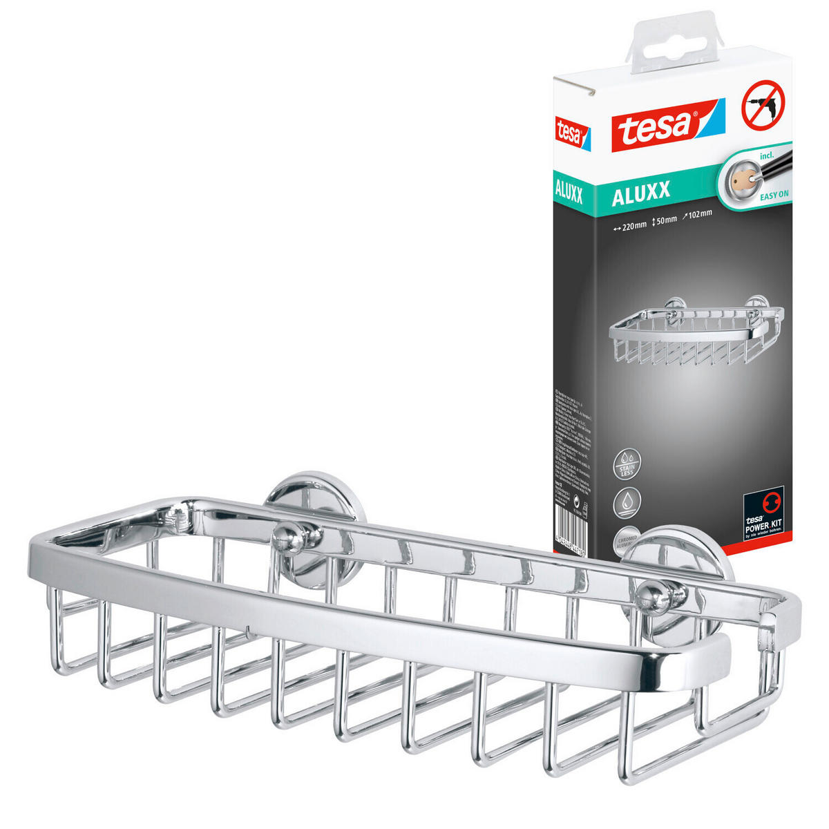 DUSCHABLAGE - Chromfarben, Basics, Metall (22/10,2/5cm) - Tesa