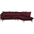 ECKSOFA Bordeaux Samt  - Bordeaux/Schwarz, Design, Textil/Metall (241/200cm) - Carryhome