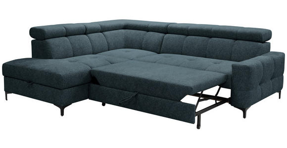 ECKSOFA in Struktur Blau  - Blau/Schwarz, MODERN, Textil/Metall (212/254cm) - Carryhome