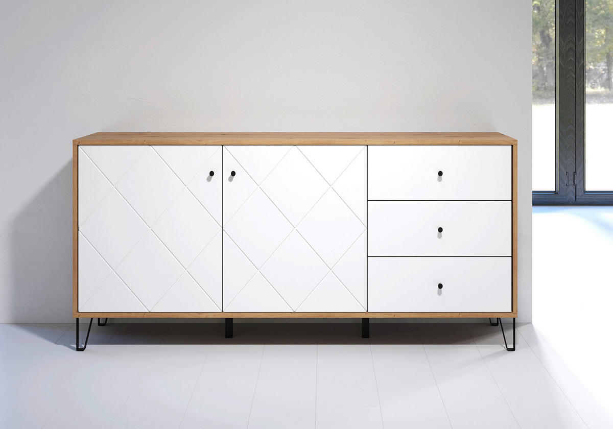 SIDEBOARD TOUCHWO 123/76/40 cm 3 Schublade(n)  - Schwarz/Eiche Artisan, Design, Holzwerkstoff/Kunststoff (123/76/40cm) - MID.YOU
