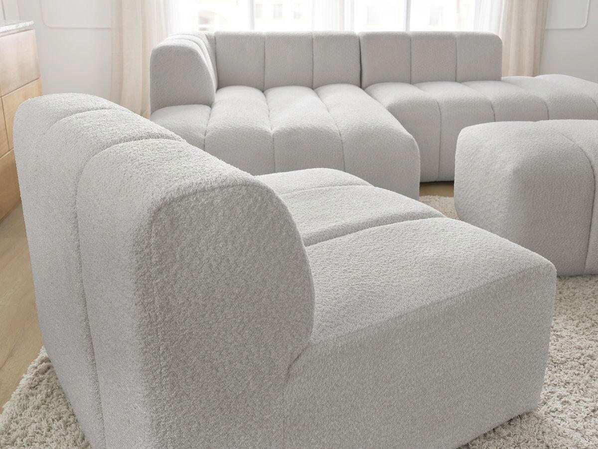 ECKSOFA Ottomane links  ANNECY Hellgrau Bouclé  - Hellgrau/Schwarz, MODERN, Kunststoff/Textil (170/262cm)