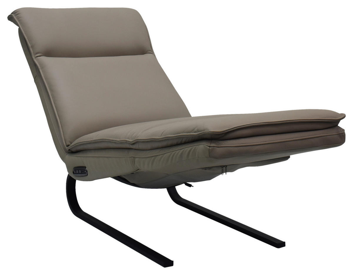 RELAXLIEGE Lederlook Kombination Echtleder/Lederlook Grau  - Schwarz/Grau, Design, Leder/Holz (69/108-86/130-174cm) - Lomoco