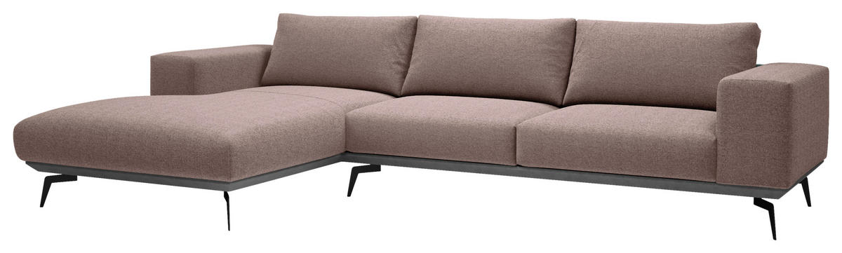 ECKSOFA in Chenille Bordeaux  180/330 cm  - Bordeaux/Schwarz, Design, Holz/Textil (180/330cm) - MID.YOU