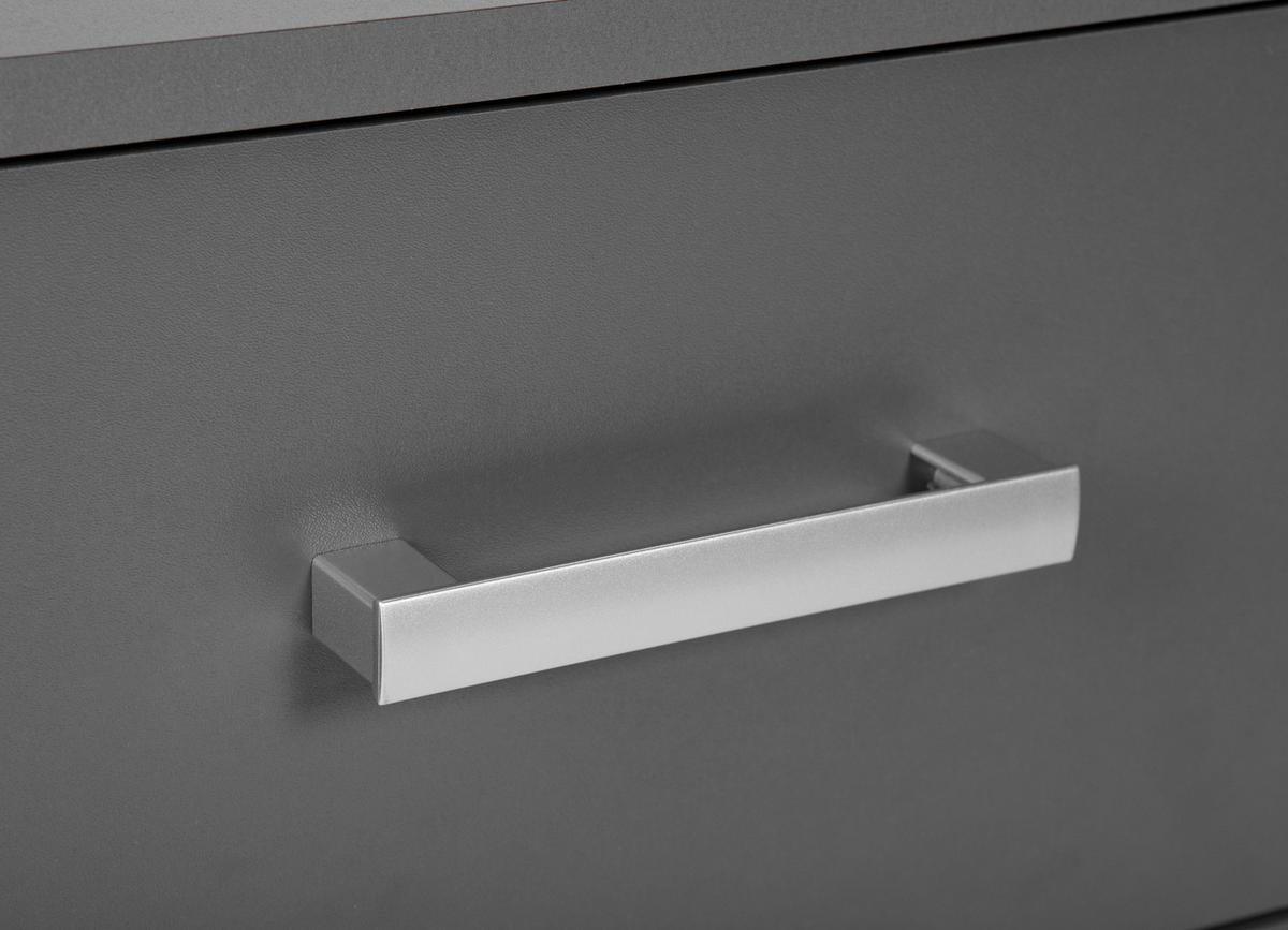 KOMMODE  in  - Silberfarben/Graphitfarben, Basics, Holzwerkstoff/Metall (121,80/40/50,8cm) - MID.YOU