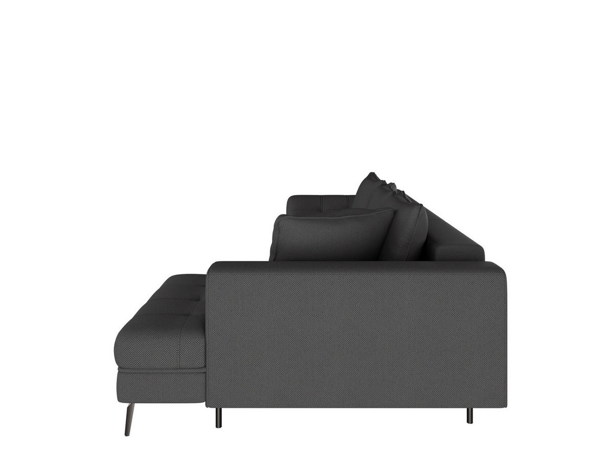Ecksofa inkl. Funktionen in Webstoff Anthrazit  - Anthrazit/Schwarz, Modern, Textil/Metall (279/177cm)
