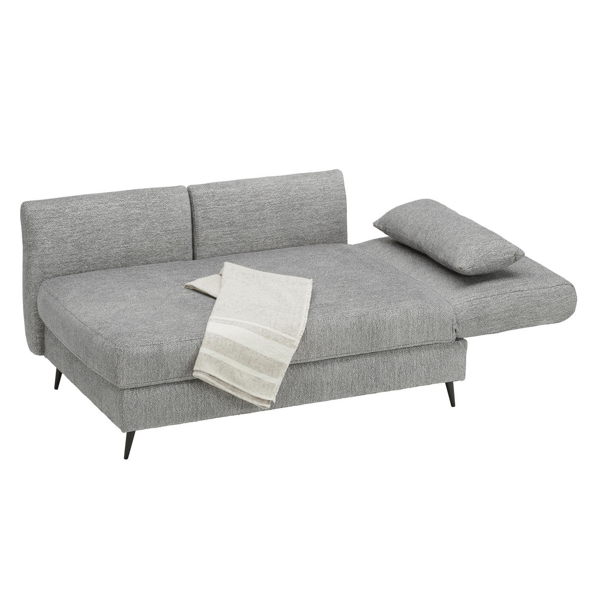 RÉCAMIERE Grau, Beige Webstoff  - Beige/Schwarz, Design, Textil/Metall (205/90/92cm) - Novel