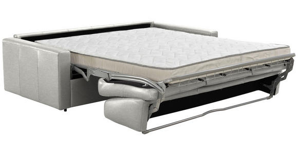 SCHLAFSOFA Bard in Echtleder Grauweiß  - Grauweiß/Schwarz, KONVENTIONELL, Leder/Kunststoff (206/81/96cm) - Novel
