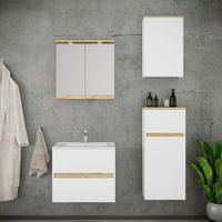 BADEZIMMER 5-teilig 101 cm  - Honigeiche/Weiss, Trend, Keramik/Holzwerkstoff (101cm) - MID.YOU