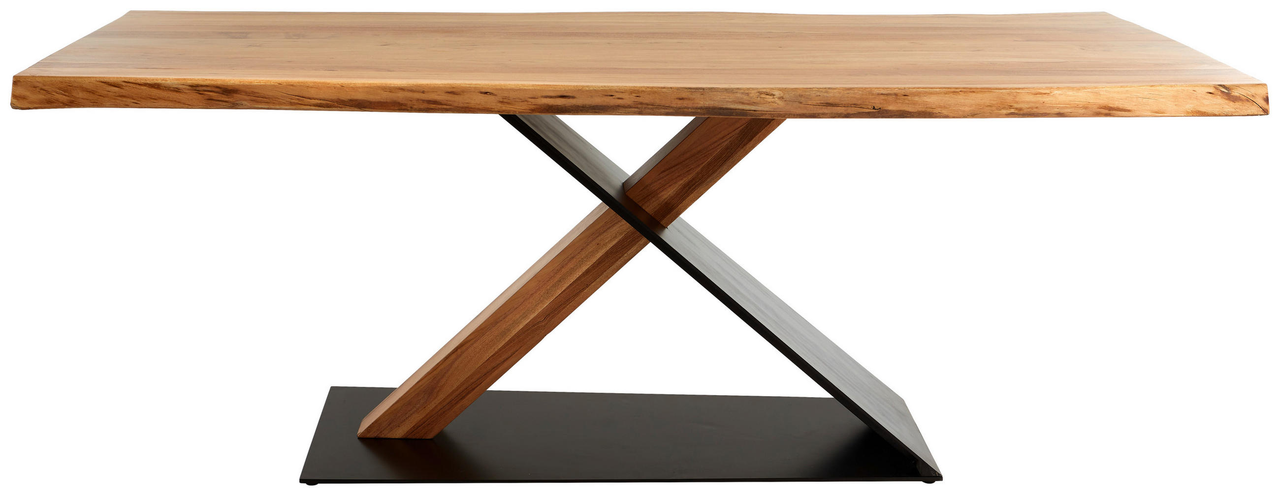 ESSTISCH in Holz, Metall 200/100/76 cm  - Schwarz/Akaziefarben, Natur, Holz/Metall (200/100/76cm) - Linea Natura