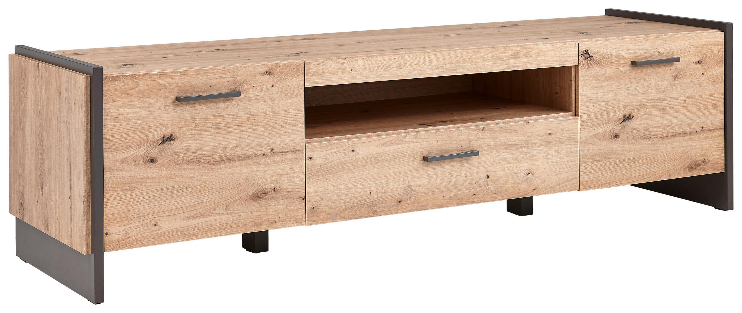 TV-ELEMENT Eiche Artisan  187/51/41 cm  - Eiche Artisan/Grau, Design, Holzwerkstoff/Kunststoff (187/51/41cm) - Hom`in