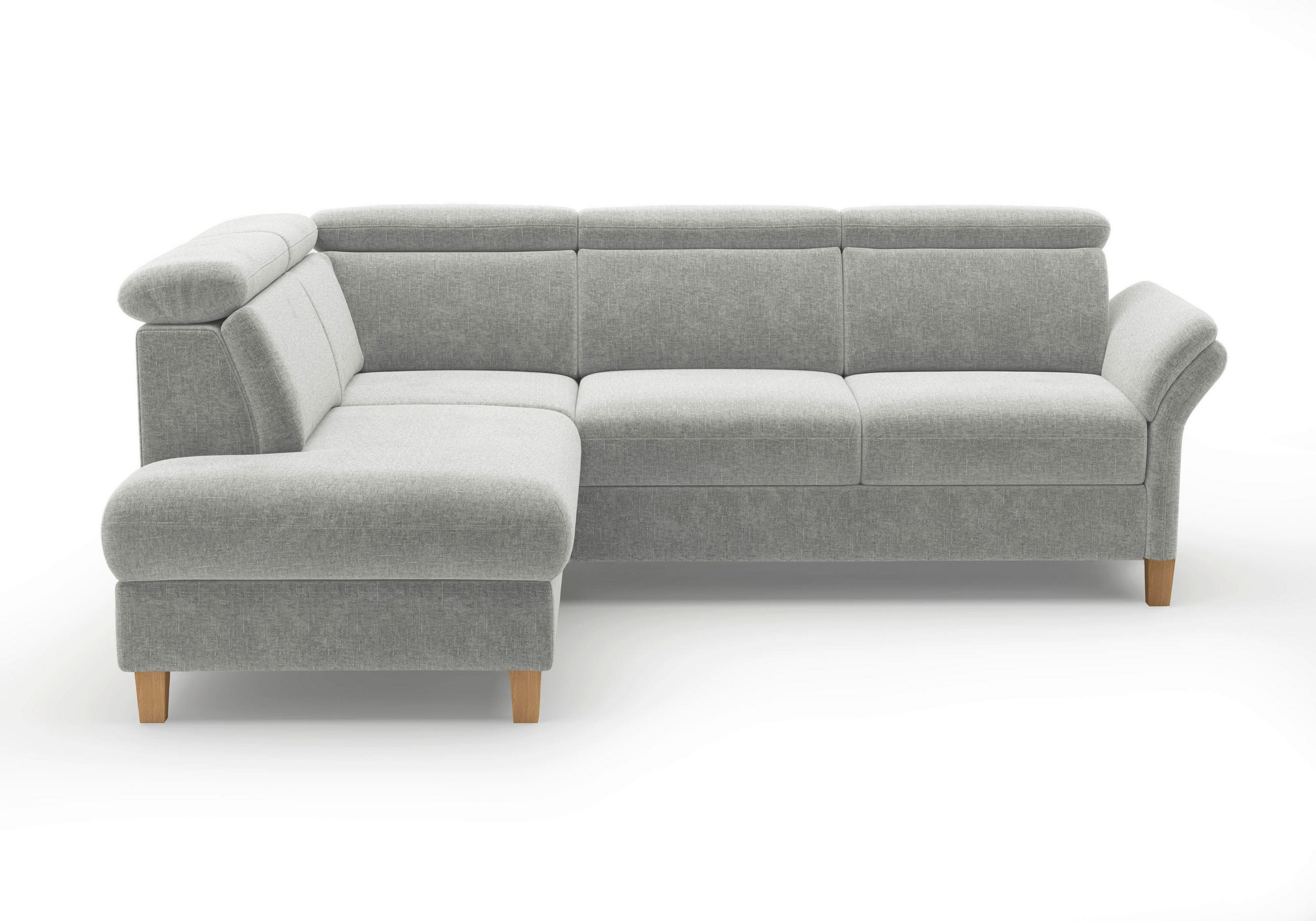 ECKSOFA GLENDALE E Hellgrau Flachgewebe  - Eichefarben/Hellgrau, KONVENTIONELL, Holz/Textil (193/247cm) - Sit & More