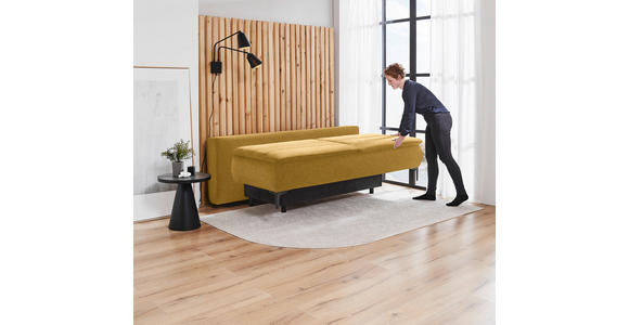 BOXSPRINGSOFA Flachgewebe Goldfarben - Goldfarben, KONVENTIONELL, Textil/Metall (204/93/100cm) - Novel