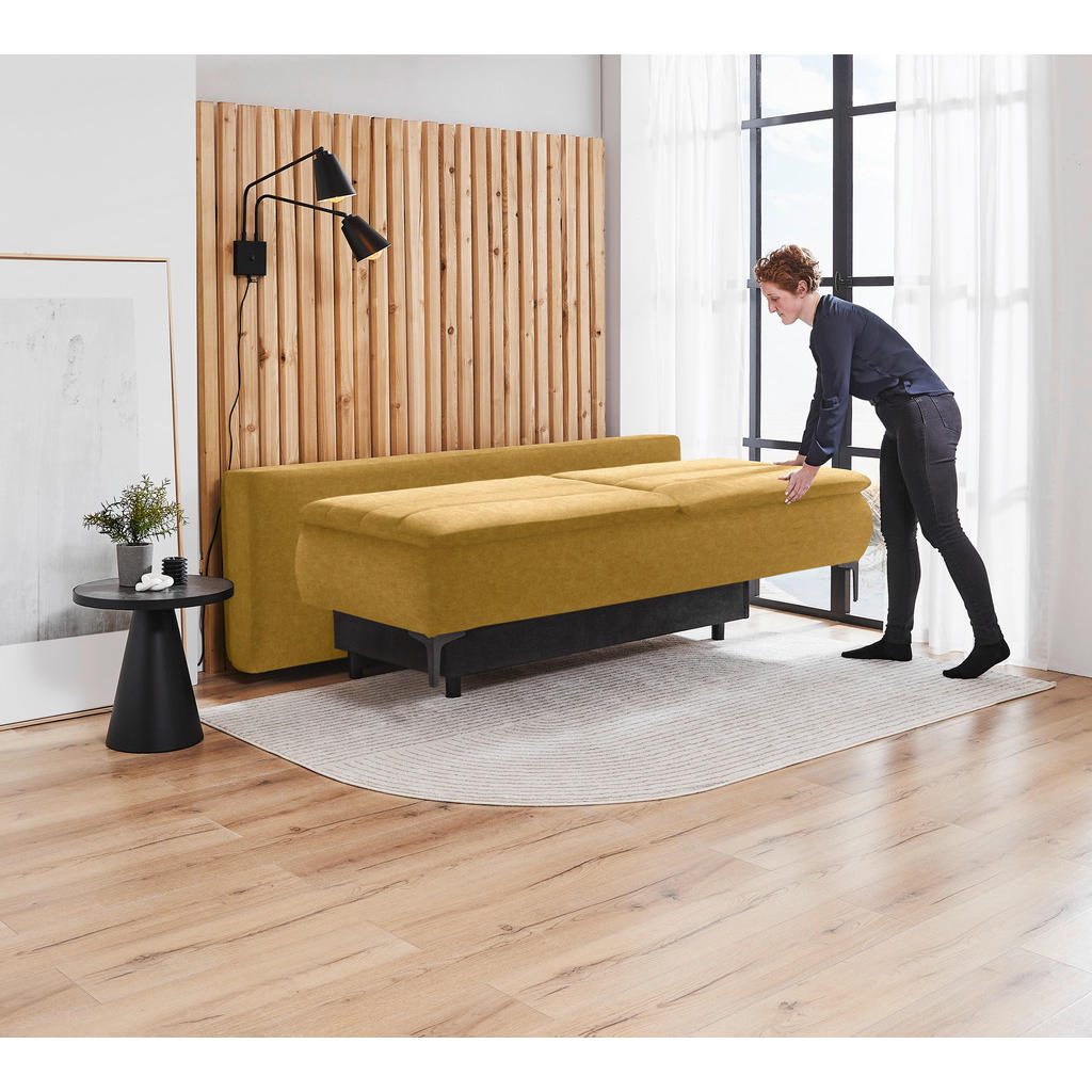 Thumbnail - Novel Boxspringsofa, Gold, Textil, 2-Sitzer, Füllung: Schaumstoff, 204x93x100 cm, Stoffauswahl, Schlafen auf Sitzhöhe, W...