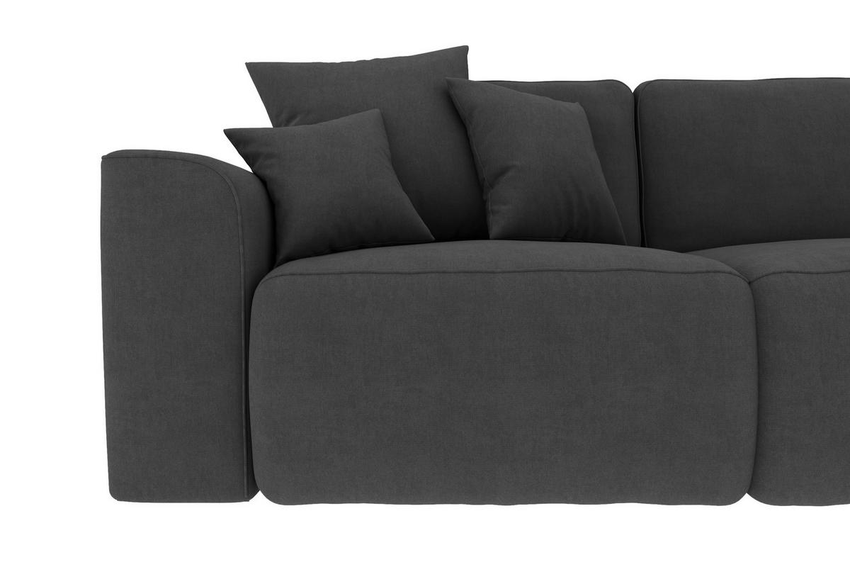 ECKSOFA in Velours Dunkelgrau  293/195 cm  - Chromfarben/Dunkelgrau, KONVENTIONELL, Kunststoff/Textil (293/195cm) - Carryhome