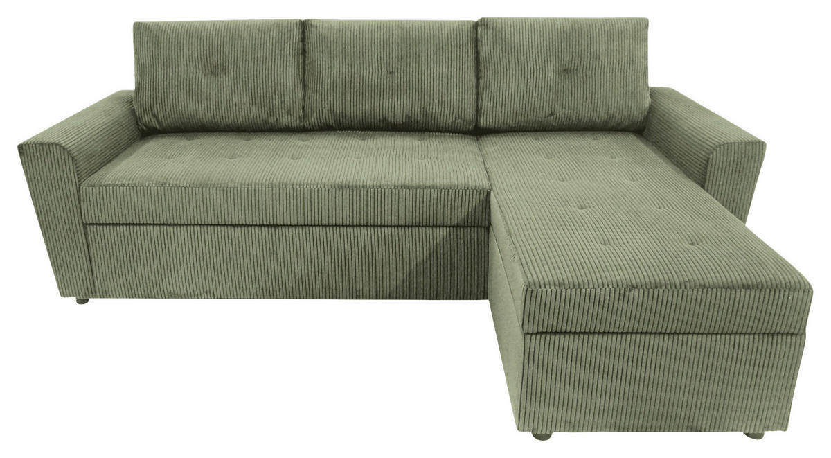 ECKSOFA TERMOLI in Cord Mintgrün  231/155 cm  - Schwarz/Mintgrün, Design, Kunststoff/Textil (231/155cm) - MID.YOU