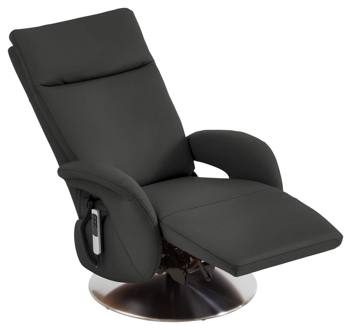 RELAXSESSEL in Leder Anthrazit  - Edelstahlfarben/Anthrazit, Design, Leder/Metall (70/108/80cm) - Cantus