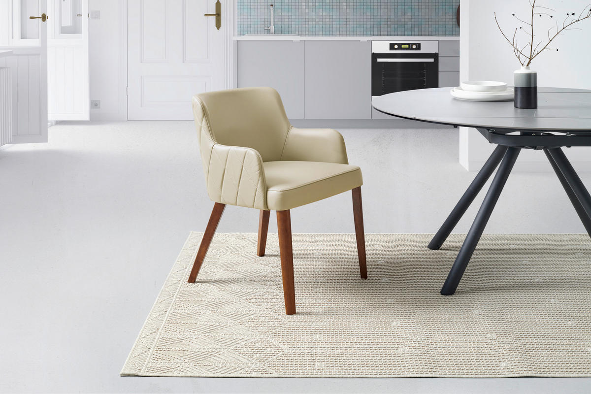 ARMLEHNSTUHL  in Echtleder pigmentiert  - Greige/Beige, KONVENTIONELL, Leder/Holz (57/81/60cm) - Livetastic