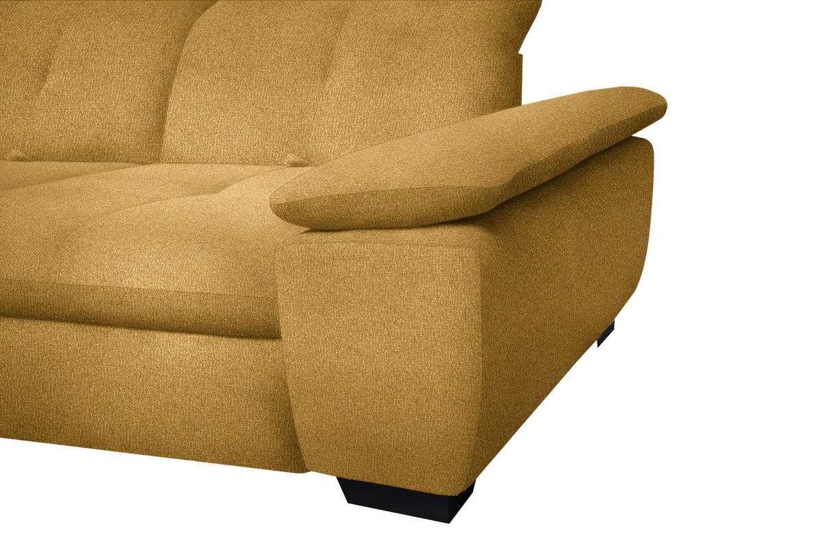 ECKSOFA in Flachgewebe Currygelb  313/242 cm  - Currygelb/Schwarz, Design, Textil/Metall (313/242cm) - Xora
