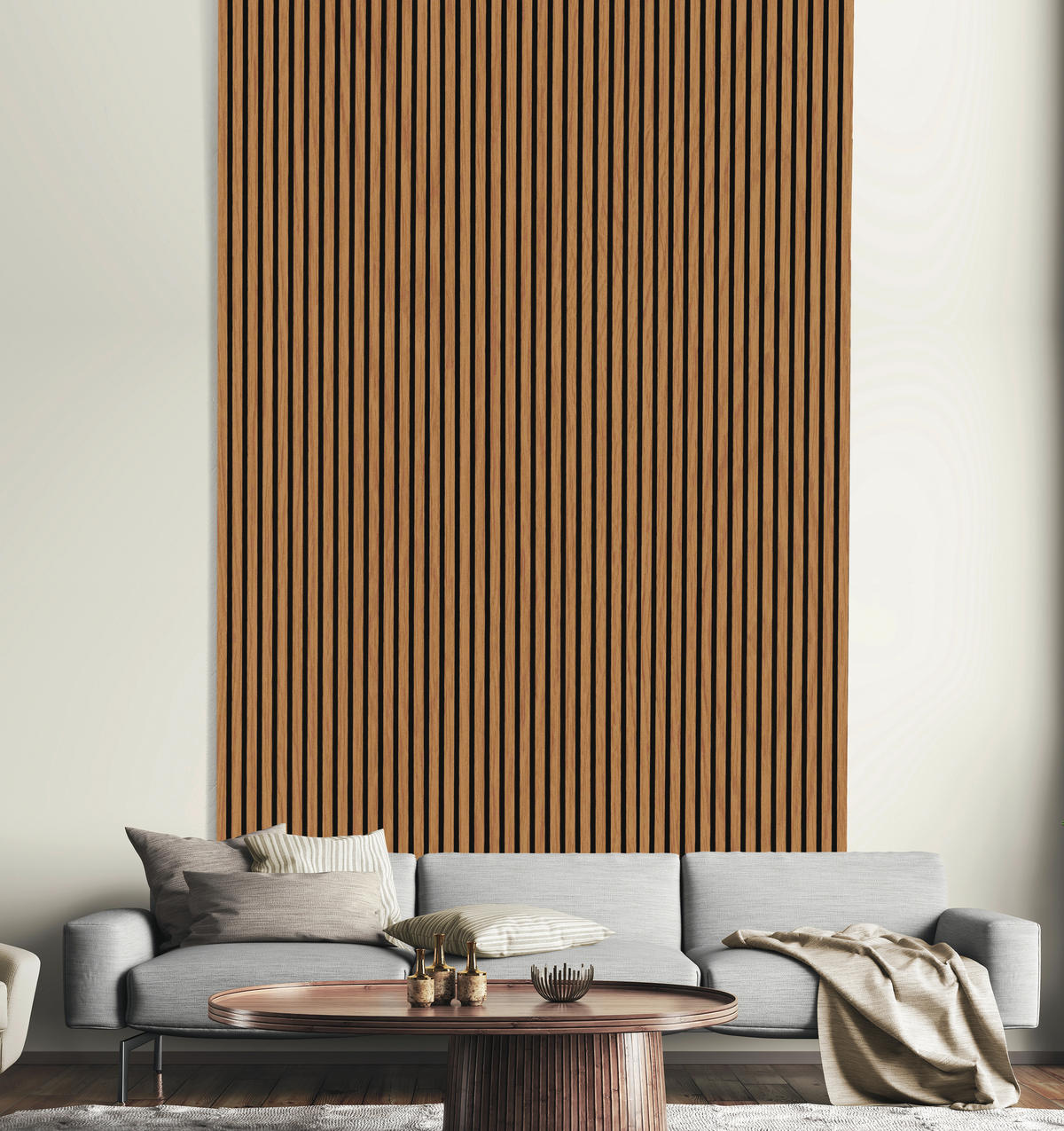 AKUSTIKPANEEL Eiche foliert 57.25/1.9/119 cm  - Eichefarben, KONVENTIONELL, Holzwerkstoff/Textil (57.25/1.9/119cm)