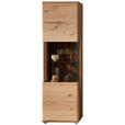 VITRINE in massiv Esche, Kork Braun, Eschefarben, Eiche Artisan  - Eschefarben/Anthrazit, Natur, Glas/Holz (60/205/40cm) - Linea Natura