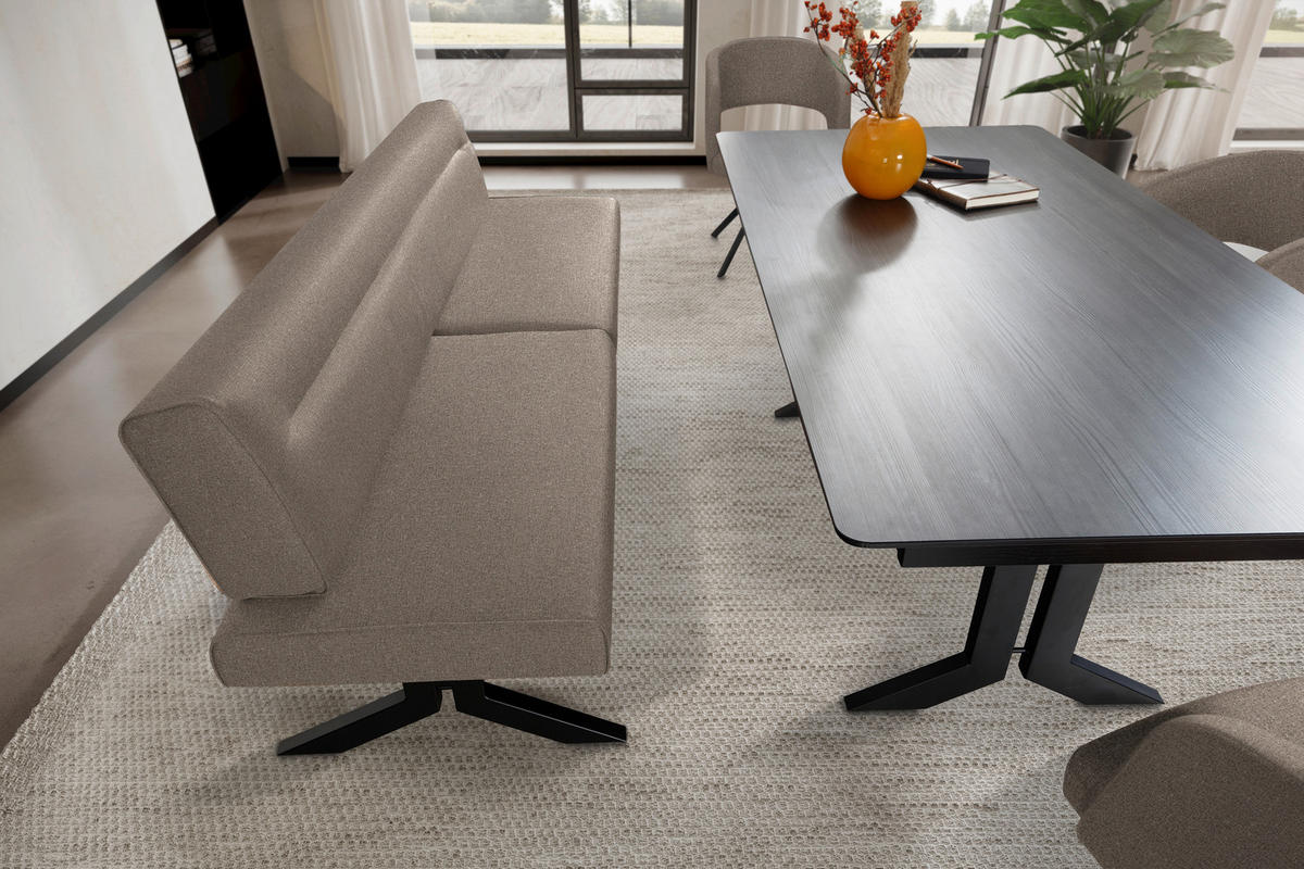 SITZBANK in Metall, Textil Hellbraun  - Hellbraun/Schwarz, Konventionell, Textil/Metall (220/87/70cm) - Moderano