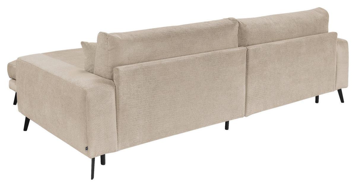 ECKSOFA Creme Webstoff  - Creme/Schwarz, KONVENTIONELL, Textil/Metall (269/195cm) - SetOne by Musterring