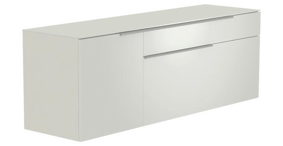 LOWBOARD  in 160/65/45 cm  - Alufarben/Weiß, Design, Glas/Holzwerkstoff (160/65/45cm) - Moderano