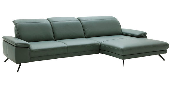 ECKSOFA in Echtleder Opal  - Opal/Schwarz, Design, Leder/Metall (332/193cm) - Dieter Knoll