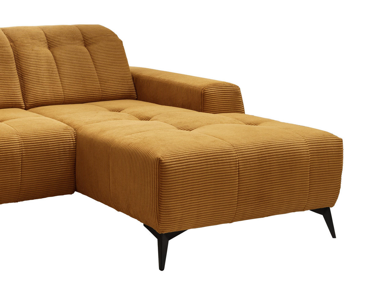 ECKSOFA in Cord Goldfarben  258/180 cm  - Goldfarben/Schwarz, MODERN, Textil/Metall (258/180cm) - Livetastic