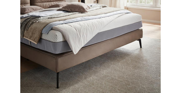 BOXSPRINGBETT 180/200 cm in Hellbraun - Hellbraun/Schwarz, Design, Textil/Metall (180/200cm) - Johann Jakob