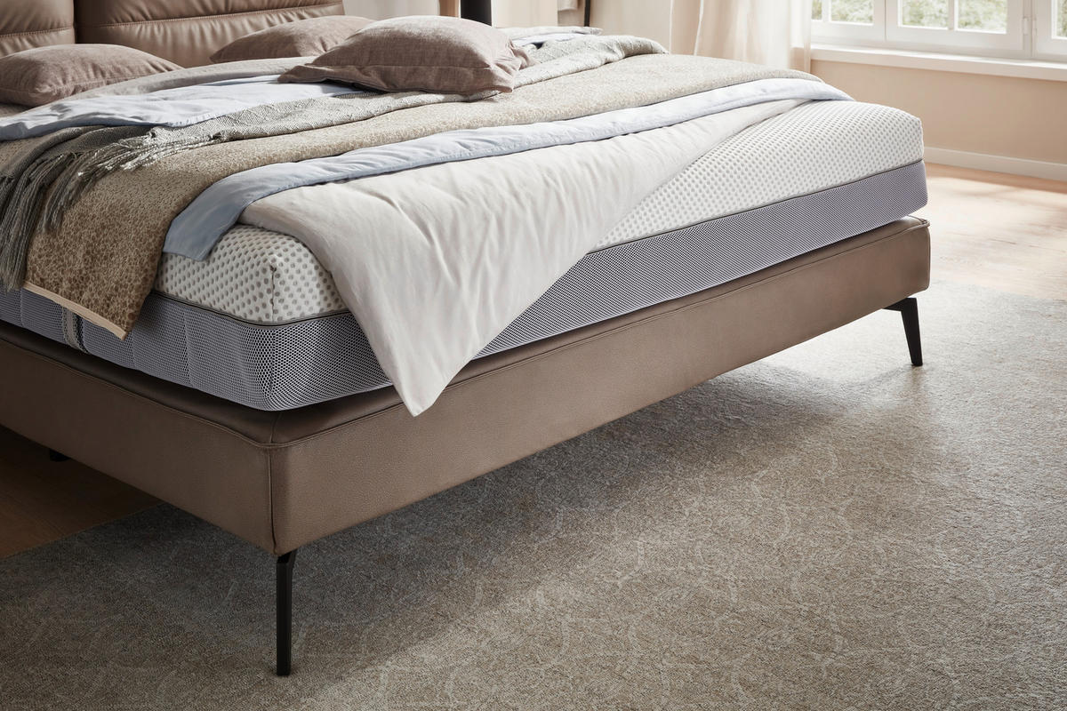 BOXSPRINGBETT 160/200 cm  in Hellbraun  - Hellbraun/Schwarz, Design, Textil/Metall (160/200cm) - Johann Jakob