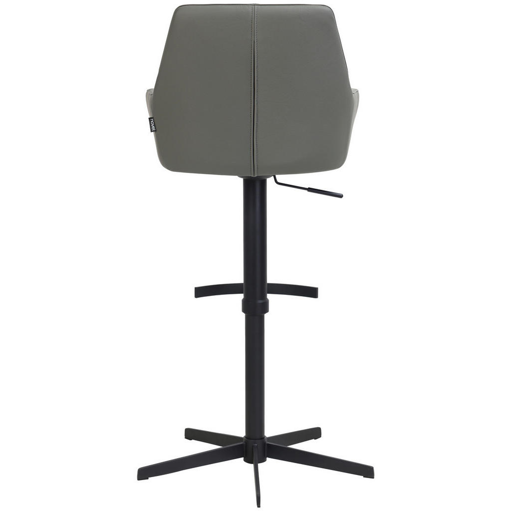 Thumbnail - Novel Barhocker, Anthrazit, Metall, Leder, Echtleder, Rindleder, Drehkreuz, 55x90-116x53 cm, Sitzfläche 360° drehbar, in...