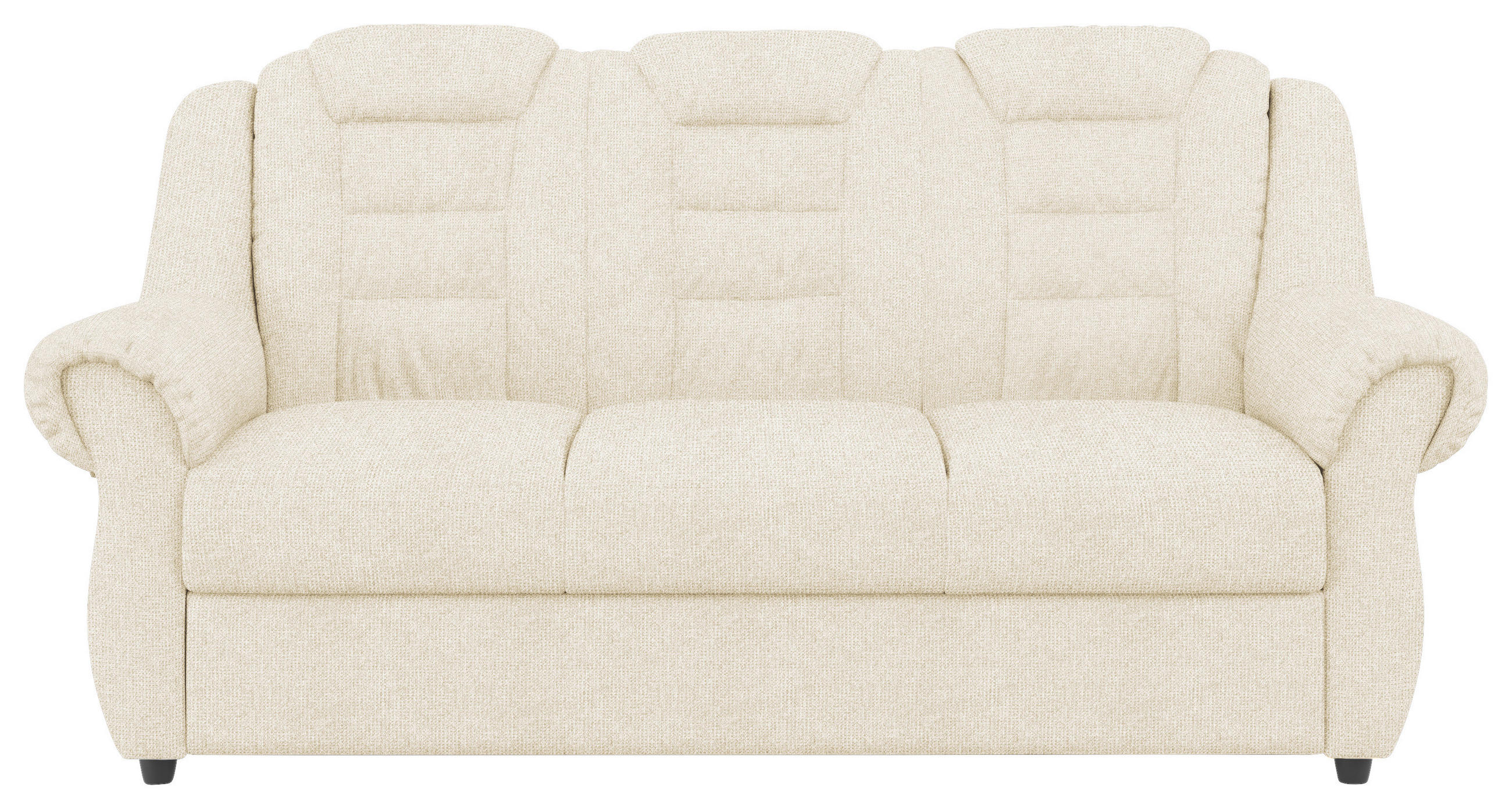 3-SITZER-SOFA in Chenille Creme  - Creme/Schwarz, Konventionell, Kunststoff/Textil (196/102/101cm) - Livetastic