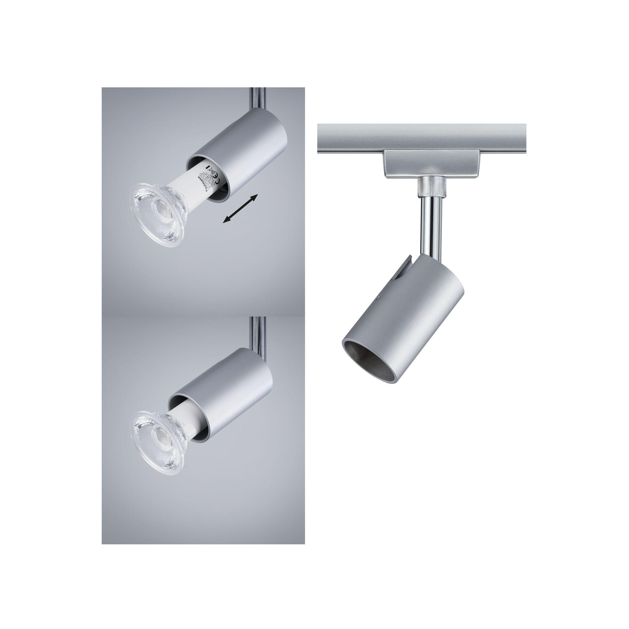 SCHIENENSYSTEM-STRAHLER   - Chromfarben, Design, Metall (5,8/11/6,6cm) - Paulmann