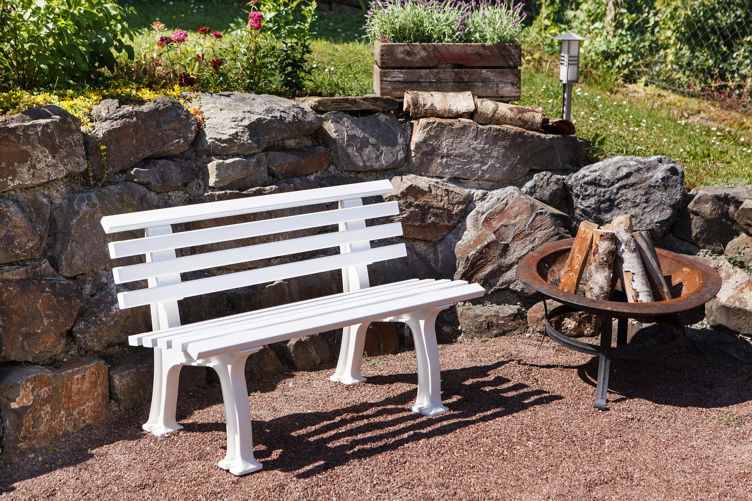 GARTENBANK 120/74/54 cm   - Weiß, Basics, Kunststoff (120/74/54cm) - Modante