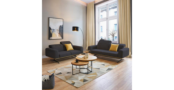 3-SITZER-SOFA Struktur Dunkelblau - Schwarz/Dunkelblau, Design, Textil/Metall (205/76-97/102cm) - Novel